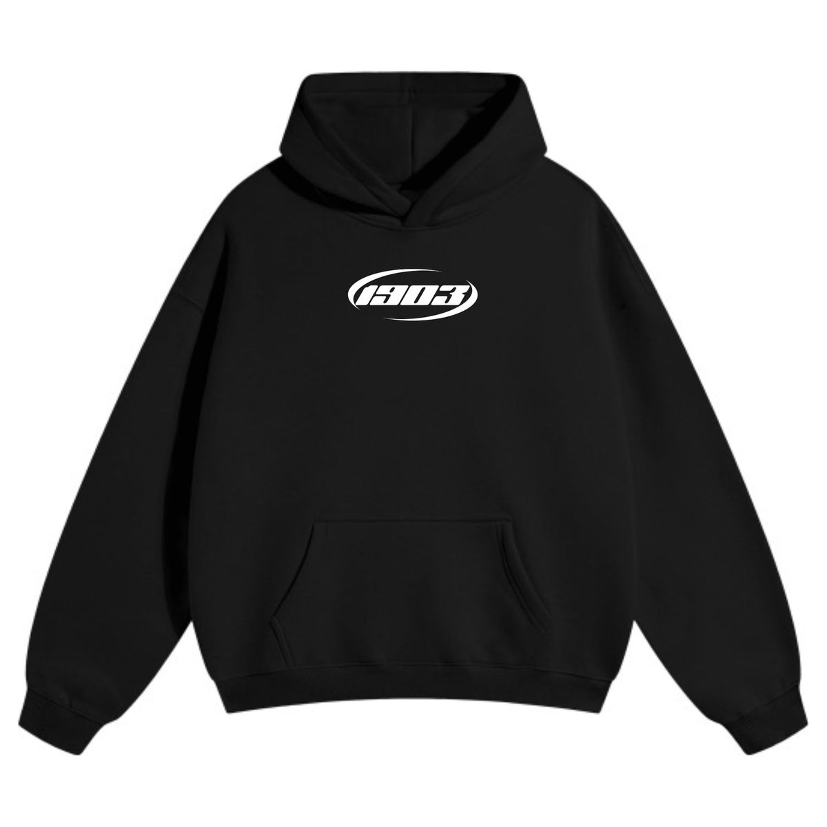 Sudadera con capucha Calderón negra (delante)