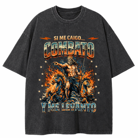 COMBATO Y ME LEVANTO WASHED HOODIE