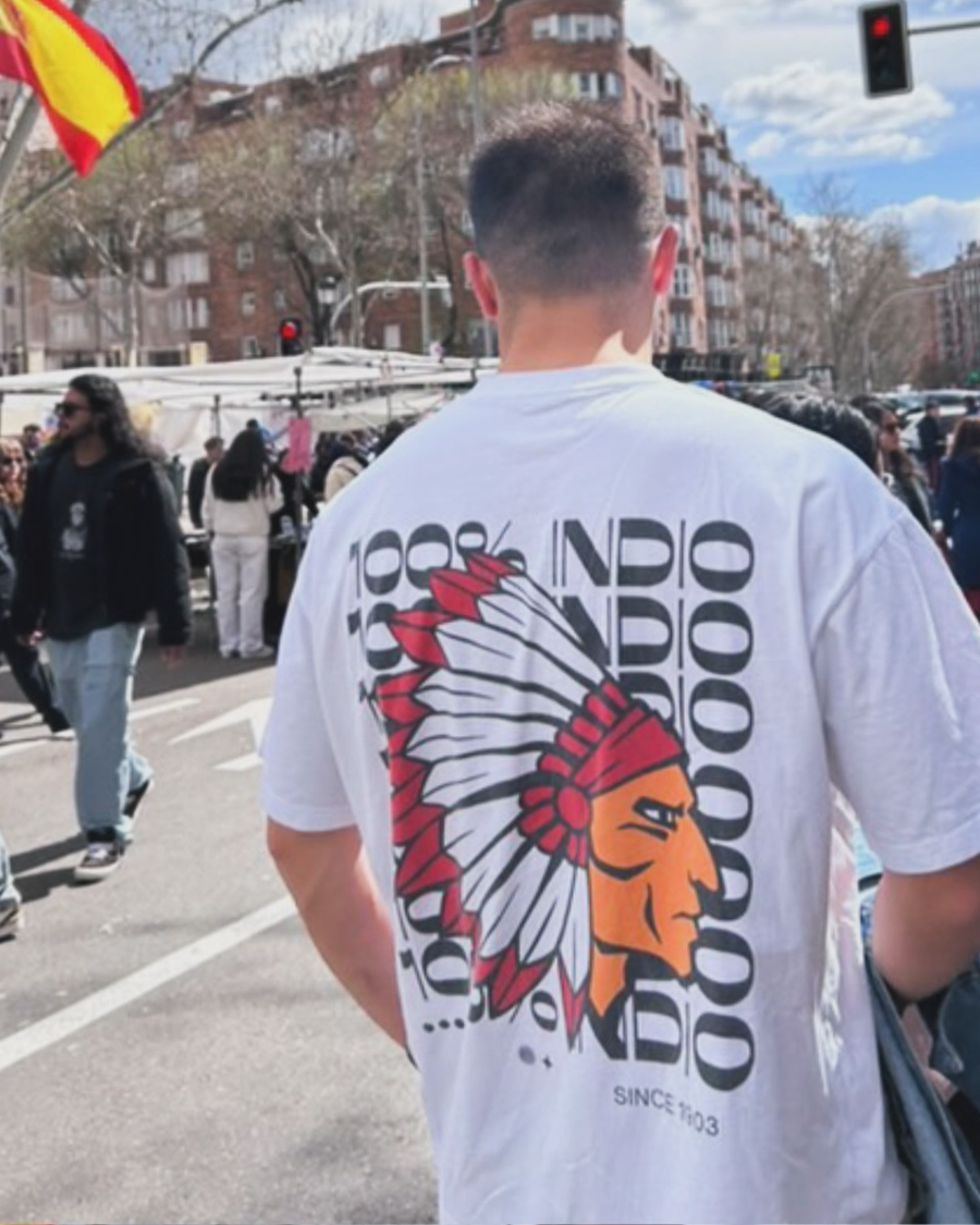 Camiseta 100% Indio blanca puesta