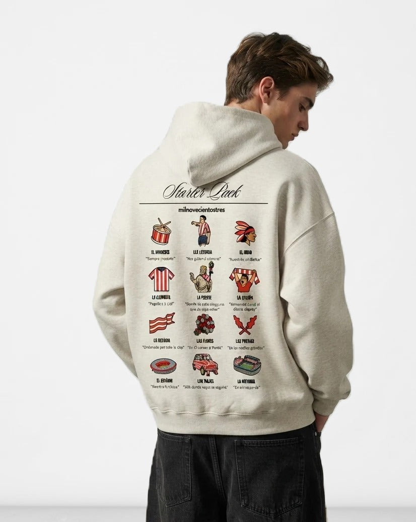 Sudadera con capucha ATM Starter Pack crema puesta, estudio