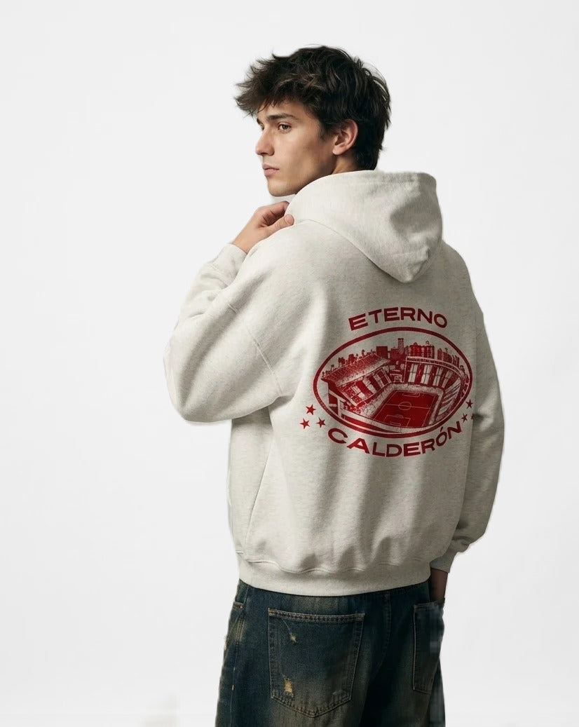 Sudadera con capucha Eterno Calderón crema puesta, estudio