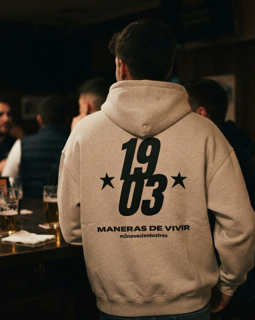 Sudadera con capucha Maneras de Vivir crema puesta, aficionado